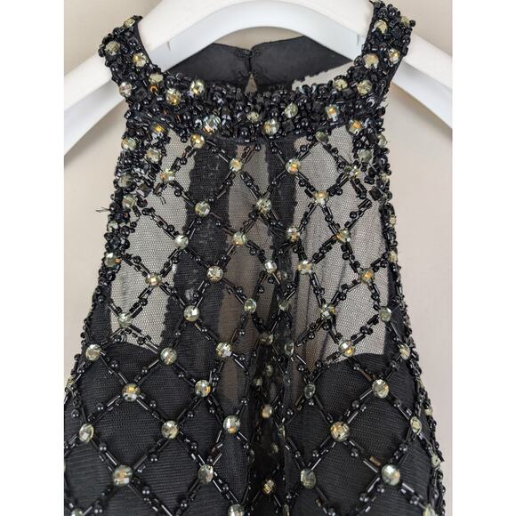 Rachel Allan 4072 Animal Print Beaded Halter Cocktail Prom Dress Tulle Black 8 - Picture 5 of 16